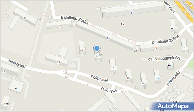 Kraków, Osiedle Niepodległości, 17, mapa Krakowa