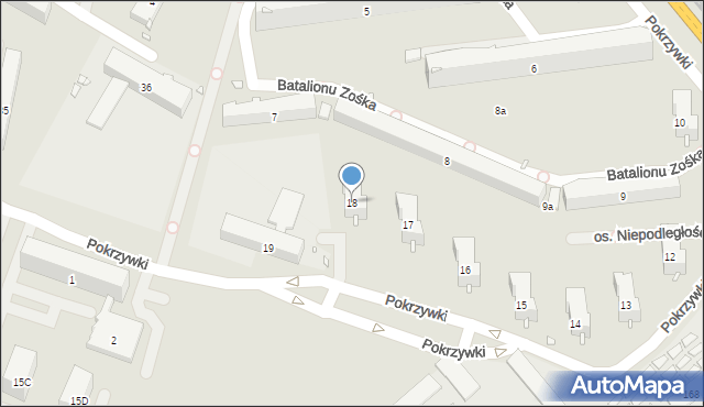 Kraków, Osiedle Niepodległości, 18, mapa Krakowa