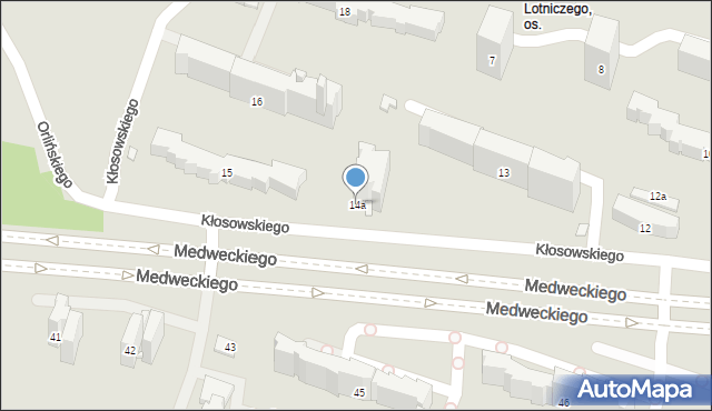 Kraków, Osiedle 2 Pułku Lotniczego, 14a, mapa Krakowa