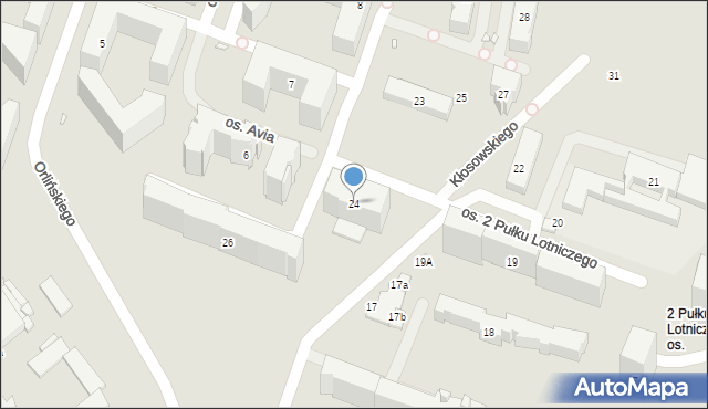 Kraków, Osiedle 2 Pułku Lotniczego, 24, mapa Krakowa