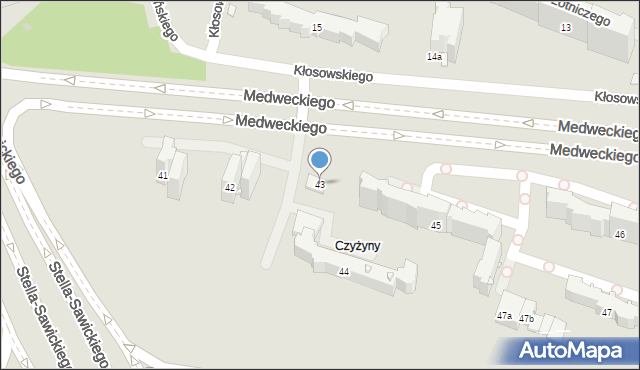 Kraków, Osiedle 2 Pułku Lotniczego, 43, mapa Krakowa
