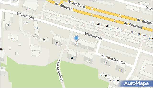Kraków, Osiedle Dywizjonu 303, 25, mapa Krakowa