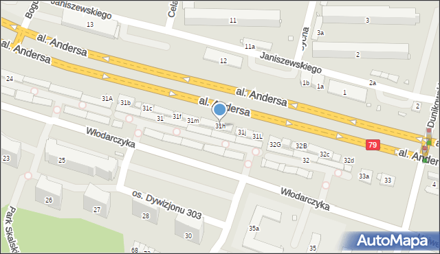 Kraków, Osiedle Dywizjonu 303, 31h, mapa Krakowa