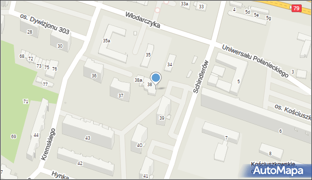 Kraków, Osiedle Dywizjonu 303, 38c, mapa Krakowa