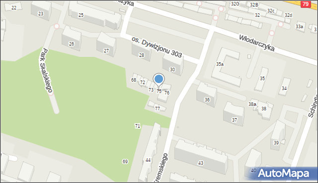 Kraków, Osiedle Dywizjonu 303, 75, mapa Krakowa