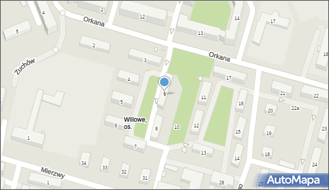 Kraków, Osiedle Willowe, 9, mapa Krakowa