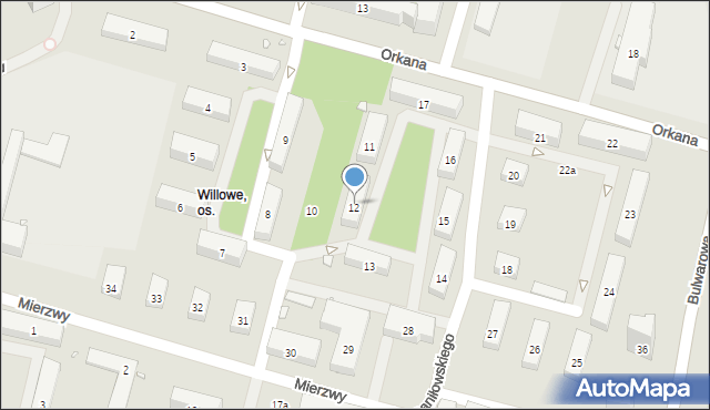 Kraków, Osiedle Willowe, 12, mapa Krakowa