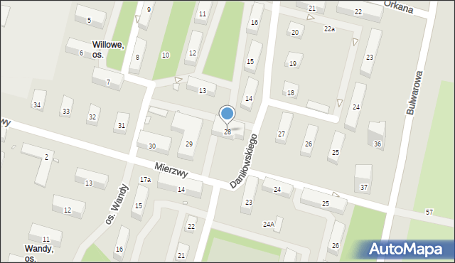 Kraków, Osiedle Willowe, 28, mapa Krakowa