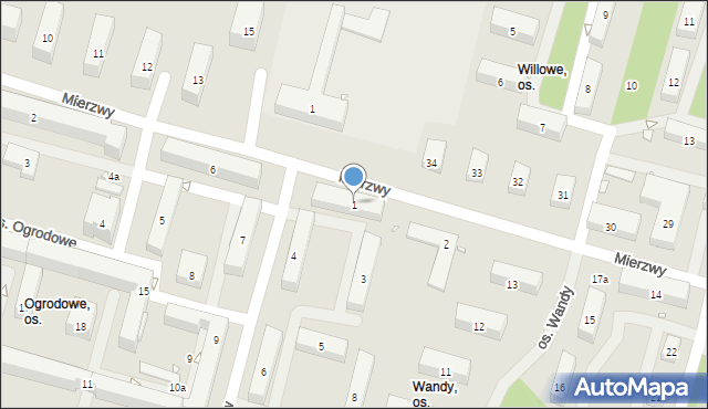 Kraków, Osiedle Wandy, 1, mapa Krakowa