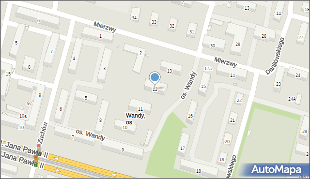Kraków, Osiedle Wandy, 12, mapa Krakowa