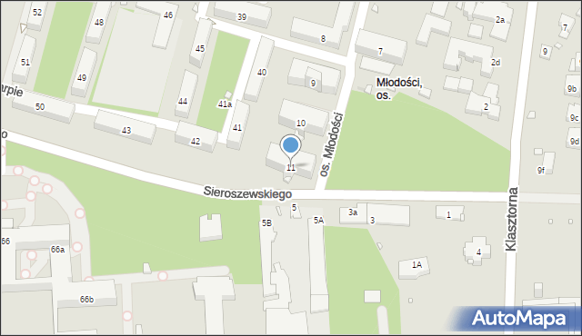 Kraków, Osiedle Młodości, 11, mapa Krakowa