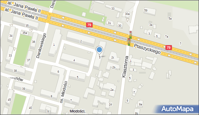 Kraków, Osiedle Młodości, 3, mapa Krakowa