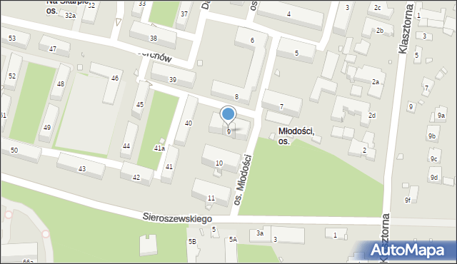 Kraków, Osiedle Młodości, 9, mapa Krakowa