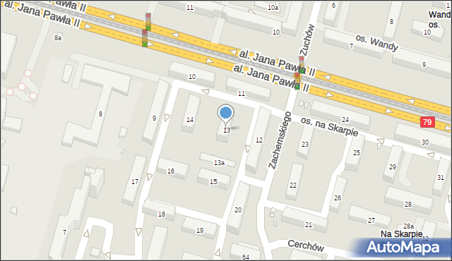 Kraków, Osiedle na Skarpie, 13, mapa Krakowa