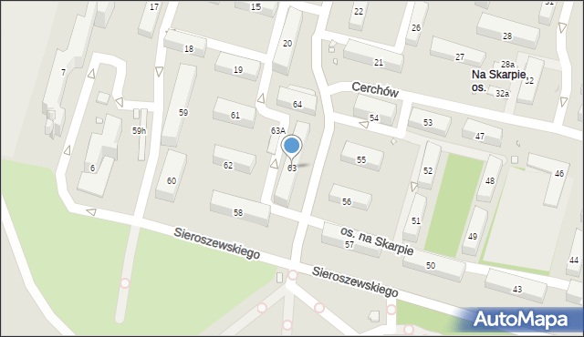 Kraków, Osiedle na Skarpie, 63, mapa Krakowa