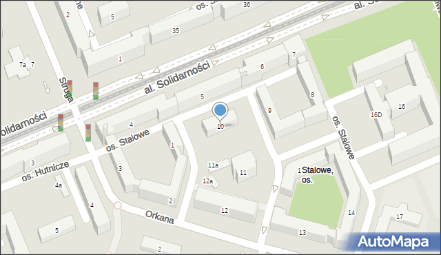 Kraków, Osiedle Stalowe, 10, mapa Krakowa
