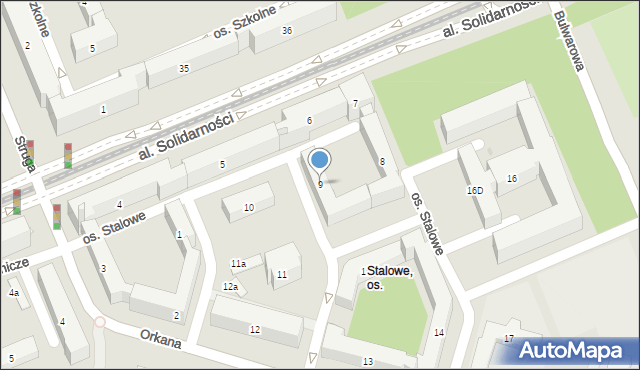Kraków, Osiedle Stalowe, 9, mapa Krakowa