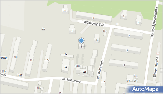 Kraków, Osiedle Kolorowe, 5, mapa Krakowa