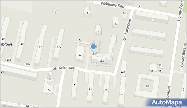 Kraków, Osiedle Kolorowe, 11B, mapa Krakowa