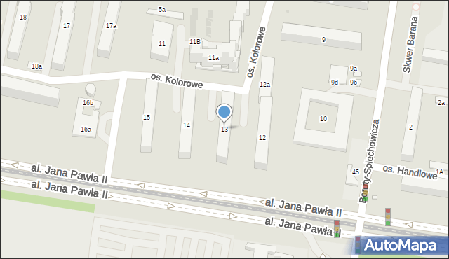 Kraków, Osiedle Kolorowe, 13, mapa Krakowa