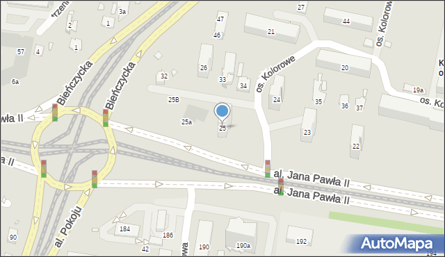 Kraków, Osiedle Kolorowe, 25, mapa Krakowa