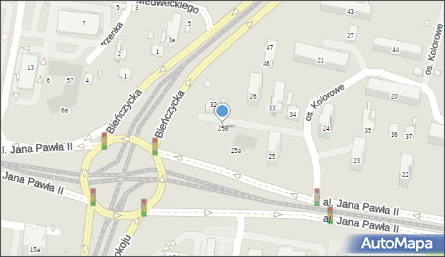 Kraków, Osiedle Kolorowe, 25B, mapa Krakowa