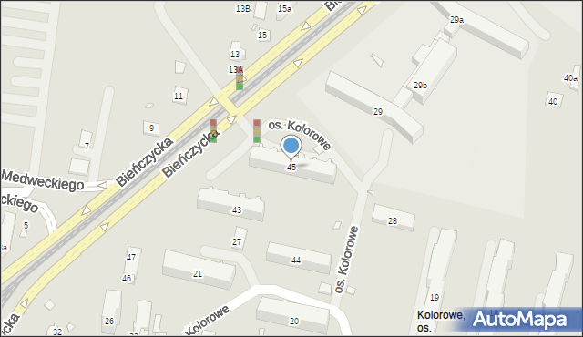 Kraków, Osiedle Kolorowe, 45, mapa Krakowa