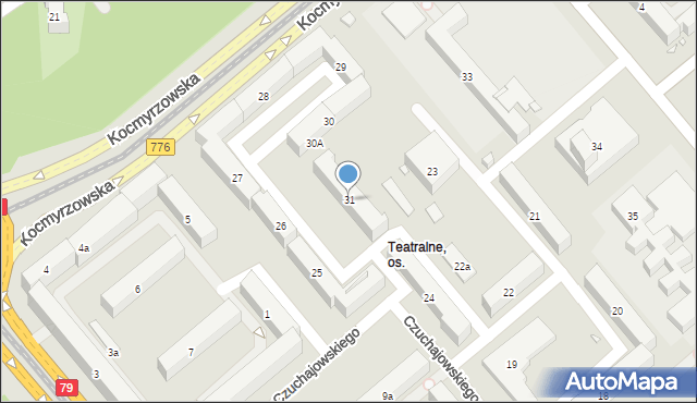 Kraków, Osiedle Teatralne, 31, mapa Krakowa