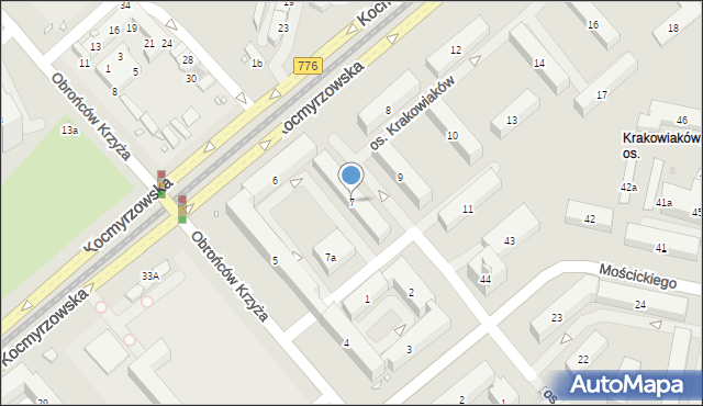 Kraków, Osiedle Krakowiaków, 7, mapa Krakowa