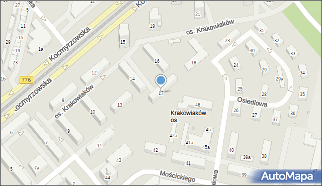 Kraków, Osiedle Krakowiaków, 17, mapa Krakowa