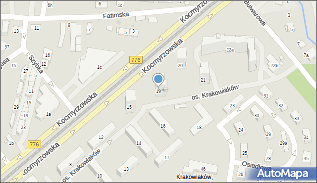 Kraków, Osiedle Krakowiaków, 19, mapa Krakowa