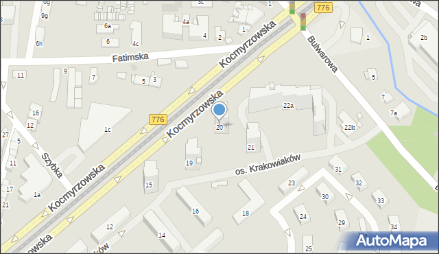 Kraków, Osiedle Krakowiaków, 20, mapa Krakowa