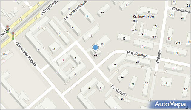 Kraków, Osiedle Krakowiaków, 44, mapa Krakowa