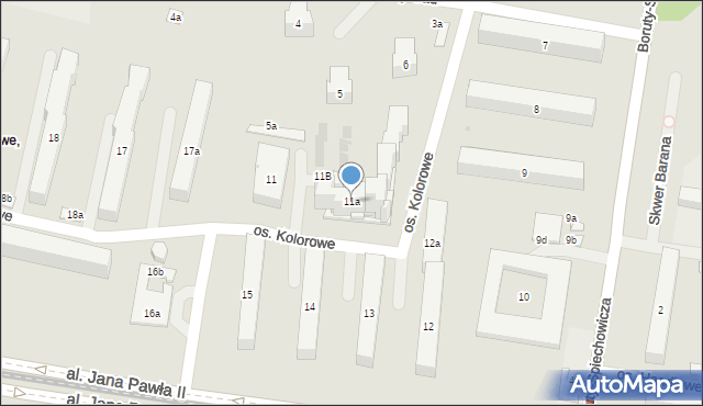 Kraków, Osiedle Kolorowe, 11a, mapa Krakowa