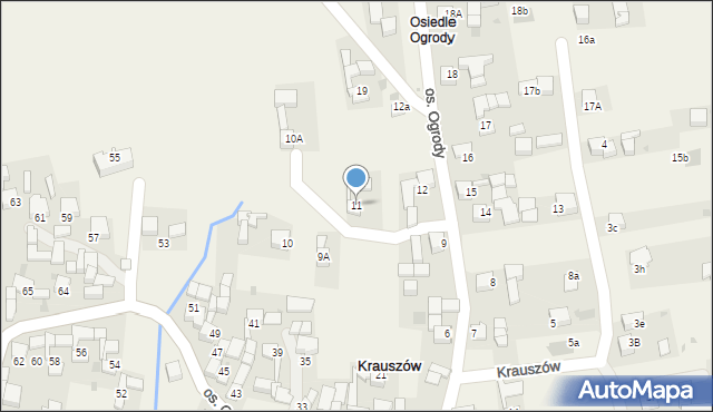 Krauszów, Osiedle Ogrody, 11, mapa Krauszów