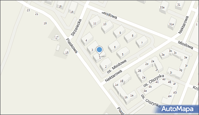 Krosno, Osiedle Miodowe, 1, mapa Krosna