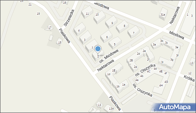 Krosno, Osiedle Miodowe, 2, mapa Krosna