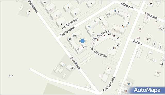 Krosno, Osiedle Olszynka, 1a, mapa Krosna