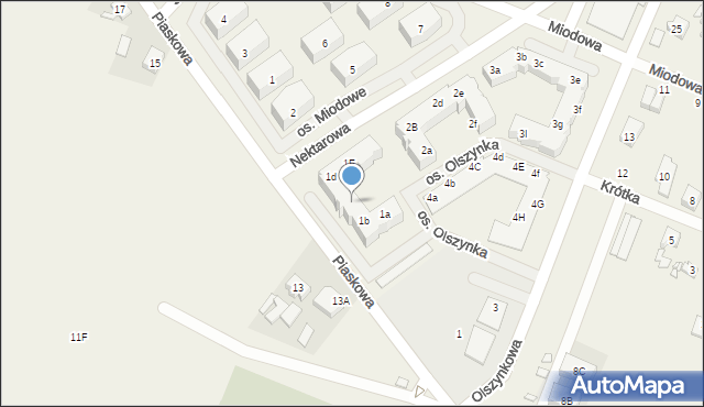 Krosno, Osiedle Olszynka, 1c, mapa Krosna