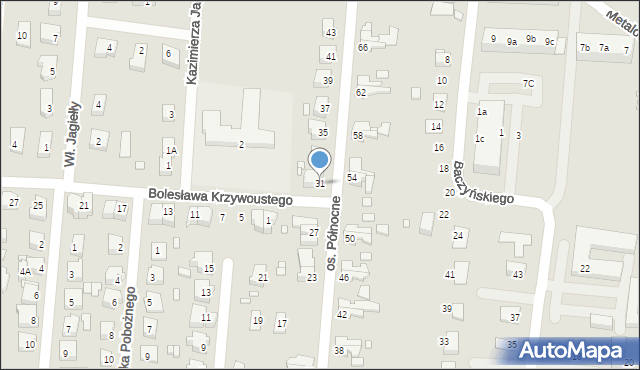 Krosno Odrzańskie, Osiedle Północne, 31, mapa Krosno Odrzańskie