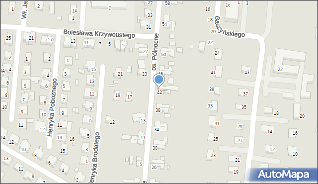 Krosno Odrzańskie, Osiedle Północne, 42, mapa Krosno Odrzańskie
