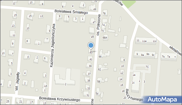 Krosno Odrzańskie, Osiedle Północne, 43, mapa Krosno Odrzańskie