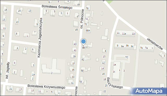 Krosno Odrzańskie, Osiedle Północne, 66, mapa Krosno Odrzańskie