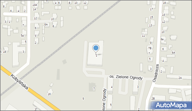Krotoszyn, Osadnicza, 1, mapa Krotoszyna