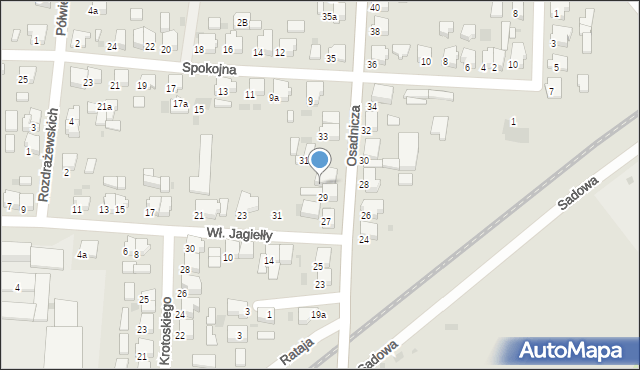 Krotoszyn, Osadnicza, 29a, mapa Krotoszyna