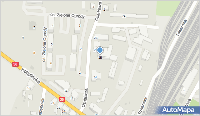 Krotoszyn, Osadnicza, 2E, mapa Krotoszyna