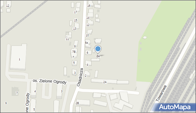 Krotoszyn, Osadnicza, 6A, mapa Krotoszyna