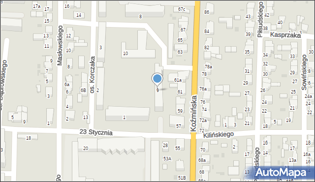 Krotoszyn, Osiedle Korczaka Janusza, 9, mapa Krotoszyna