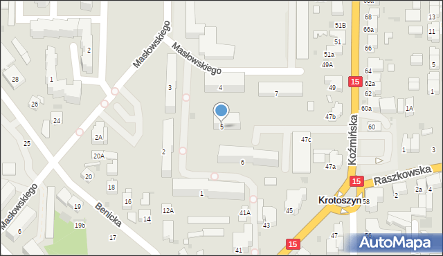Krotoszyn, Osiedle Sikorskiego Władysława, gen., 5, mapa Krotoszyna