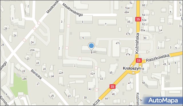 Krotoszyn, Osiedle Sikorskiego Władysława, gen., 6, mapa Krotoszyna
